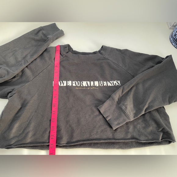 Spiritual Gangster Love for All Beings Izzy Cropped Sweatshirt Dark Grey  Size M - Picture 9 of 10